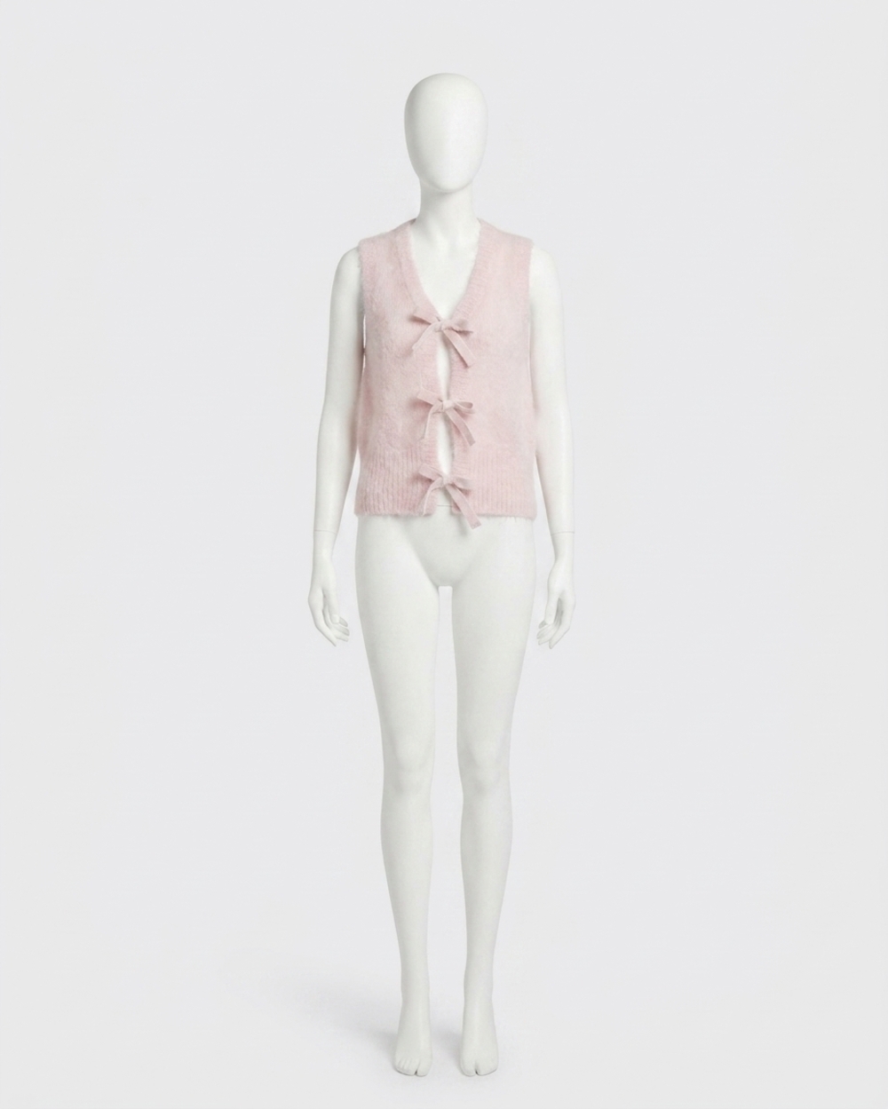 NEW GANNI light mohair tie string vest in pink